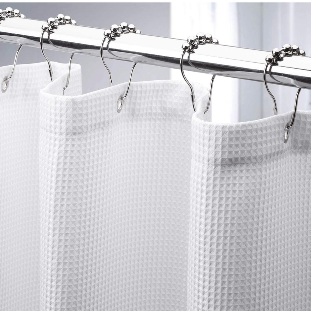 White Waffle Shower Curtain